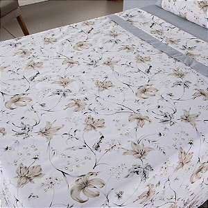 Jogo de Lençol Encantare Ponto Palito Estampado Completo 4 Peças Casal 80% Algod