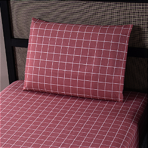 Jogo de Lençol Grid Quadriculado 2 Peças Solteiro 80% Algodão / 20% Poliéster Pe