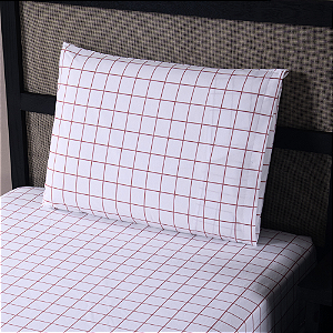 Jogo de Lençol Grid Quadriculado 2 Peças Solteiro 80% Algodão / 20% Poliéster Pe