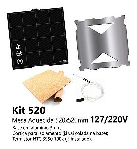 Kit 520 Com Mesa Aquecida 520x520mm 127/220v para impressora 3D
