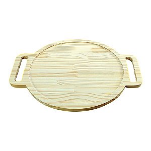 Bandeja redonda em pinus  41x29cm