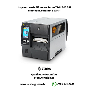 Impressora de Etiquetas Zebra ZT411 203dpi Ethernet e Wi-Fi