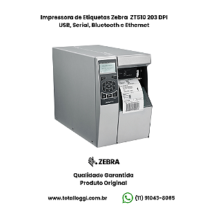 Impressora de Etiquetas Zebra ZT510 203dpi - USB, Serial, Bluetooth e Ethernet