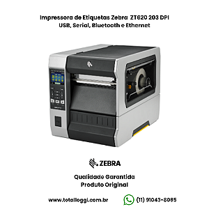Impressora Zebra ZT620 203dpi Industrial com Alta Performance