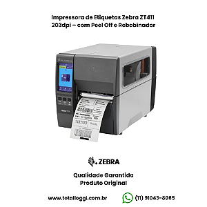 Impressora de Etiquetas Zebra ZT411 203dpi – com Peel Off e Rebobinador