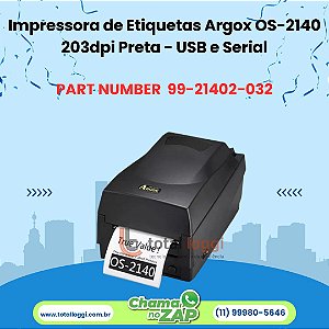 Impressora de Etiquetas Argox OS-2140 203dpi Preta - USB e Serial