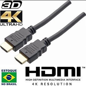 Cabo HDMI 2M pontas douradas 4K