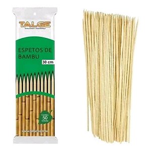 Espeto para churrasco 30cm bambu pct com 50un