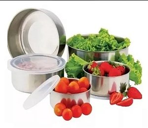 Conjunto inox com tampa plastica