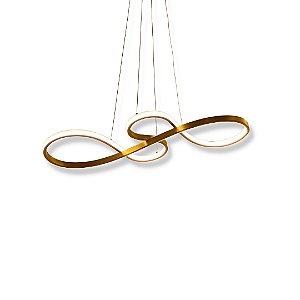 Lustre Luminária Pendente Dourado De Led 3000K 36W 75CM