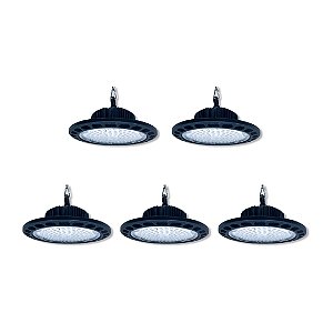Kit C/ 5 Luminárias Industrial 200W de Led UFO HighBay