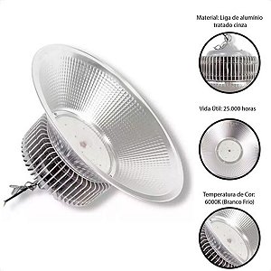 Luminária High Bay De Galpão Industrial 200w Branco Frio 6500k Bivolt