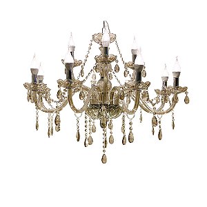 Lustre Luminária De Cristal Champanhe Luxo 8 Braços