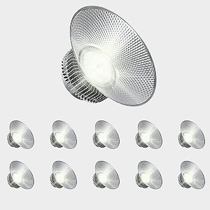 Kit 10 Luminária High Bay Led 200w 6000k Para Galpões