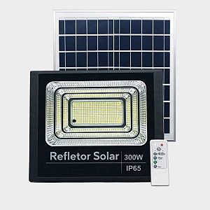Refletor Holofote Solar 300w 6000k+placa Solar Prova D´água