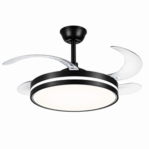 Ventilador Teto Preto Com Luz Inteligente Led 50w 3 Cores