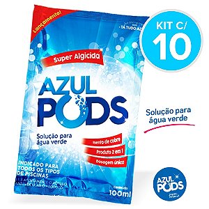 Super Algicida AzulPods 100 ml - Kit c/ 10