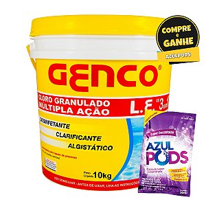 Cloro Granulado para Piscina Genco Multifunção 3 em 1 - 10 kg + BRINDE