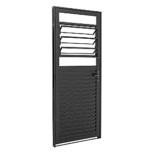 PORTA DE AÇO VENEZIANA DE ABRIR COM BÁSCULA PRÁTIKA BLACK 1 FOLHA