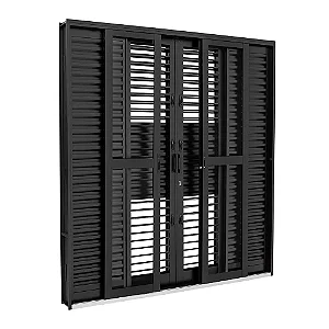 PORTA BALCÃO DE AÇO DE CORRER MULTIFLEX PRÁTIKA BLACK PRETA 6 FOLHAS