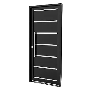 PORTA SOCIAL DE AÇO DE ABRIR PRÁTIKA BLACK PRETA SEM SETEIRACOM LAMBRIS FRISOS 1 FOLHA