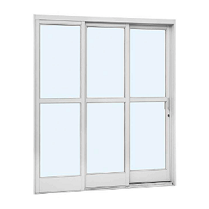 PORTA DE CORRER COM DIVISÃO CENTRAL AÇO - 3 FOLHAS - BRANCO PRÁTIKA DIREITA