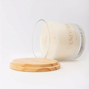 Tampa de Madeira Clara Para Vela de 200g
