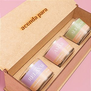 Box Equilibrium - 3 Velas de 100g Essências de Macarons, Alecrim e Lavanda