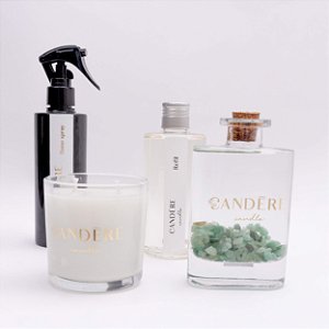 Kit casa cheirosa o tempo todo  - 1 vela 200g+1 difusor de varetas 150 ml+1 home spray 250 ml + 1 refil aromático 250 ml