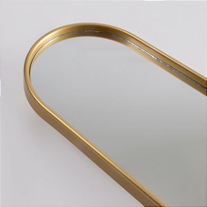 Bandeja oval espelhada multiuso dourada 30x12 cm