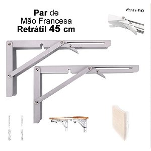 Kit 2 Suportes Mão Francesa Cantoneira Dobrável Retrátil Reforçada 45cm