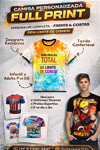 Camiseta Personalizada - Dry Fit Estampa Total - Kit 10 Camisas