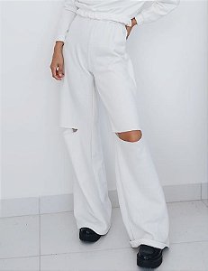 Calça Pantalona de Moletom Off White