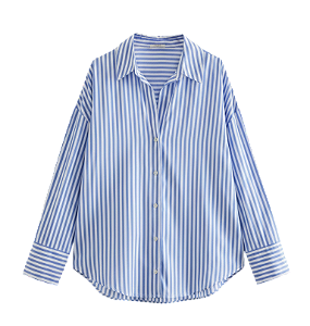 Camisa de Botão Feminina Listrada