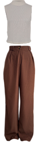 Conjunto Feminino Regata Calça Alfaiataria Marrom