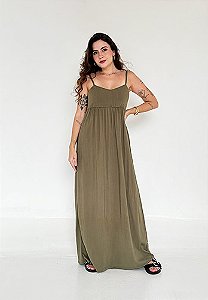 Vestido Longo Aire Verde Oliva