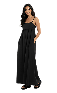 Vestido Longo Algodão Preto