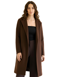 Casaco Sobretudo Lã Batida Marrom