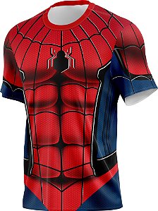 Camiseta Homem Aranha Vermelho Super Herói Tecido Dryfit