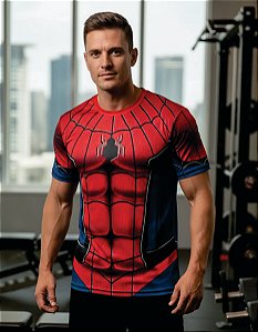 Camiseta Homem Aranha Vermelho Adulto Super Herói Dryfit