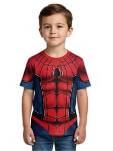 Camiseta Infantil Fantasia Homem Aranha Dryfit Estampa Total Cosplay