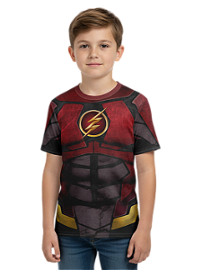 Camiseta Infantil Fantasia Flash Dryfit Estampa Total Cosplay