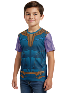 Camiseta Infantil Fantasia Thanos Dryfit Estampa Total Cosplay