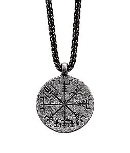 Colar com pingente Bússola Viking Rúnica
