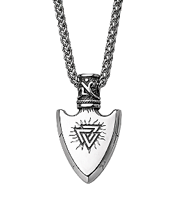Colar com pingente lança Valknut de Odin Cromo