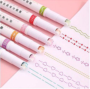 Canetas carimbo - 6 cores - roller type