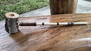 Cachimbo Angico e tiras de Couro