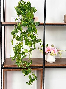 Pendente Artificial Jiboia Verde/Creme 100cm Vaso OffWhite