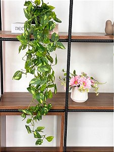 Pendente Artificial Jiboia Verde/Creme 100cm Vaso Preto