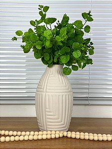 Arranjo Eucalipto Verde Vaso Cerâmica Bege